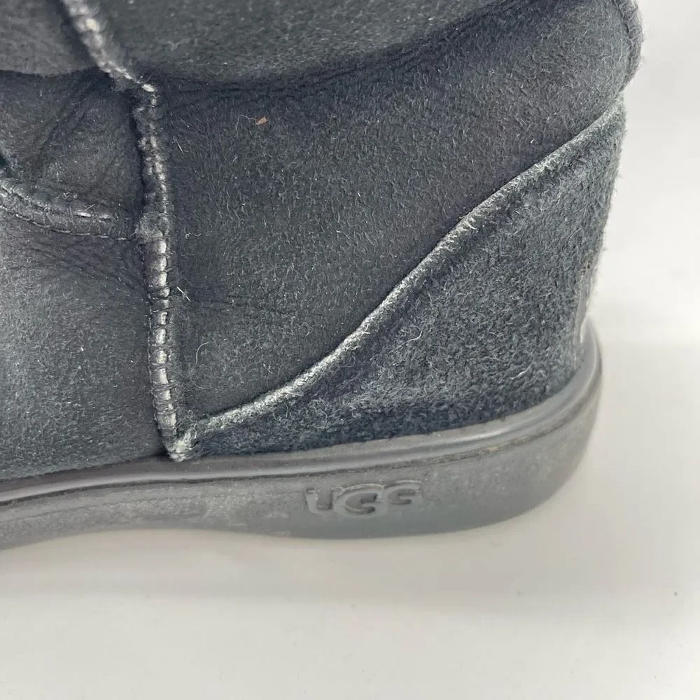 UGG Australia Womens Boots Suede Sheepskin Lined Mid Calf Leather Black M8-L9
